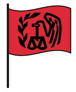 Image of a red flag with IRS symbol